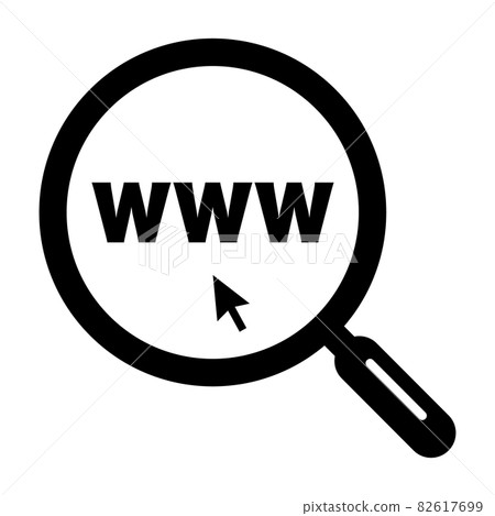 Internet search icon web icon and magnifying glass Internet search icon web icon and magnifying glass 82617699