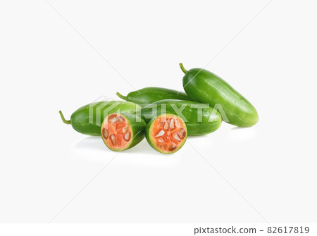 Coccinia grandis raw green on a white background. 82617819