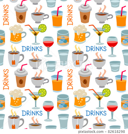 drinks seamless colorful pattern - Stock Illustration [82618298] - PIXTA