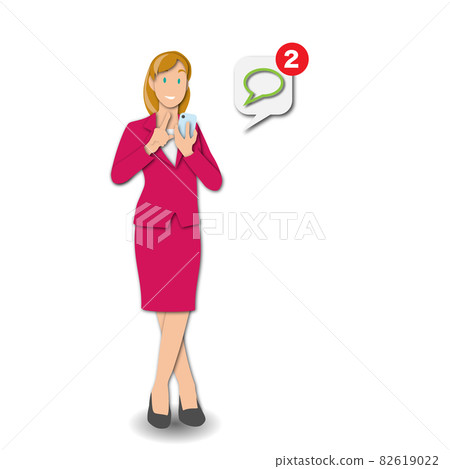 Paper-cut design style White business woman confirming message 82619022