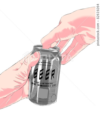 Colorful illustration of a realistic hand holding a can of beer 2 Colorful illustration of a realistic hand holding a can of beer 2 82619264