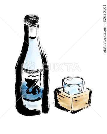 手繪日本清酒和清酒杯的插圖 手繪日本清酒和清酒杯的插圖 82620101