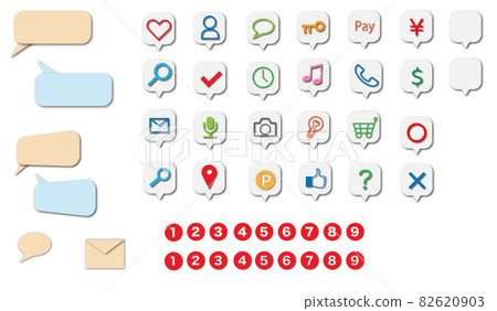 Paper cut design style smartphone app icon set Paper cut design style smartphone app icon set 82620903
