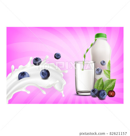 Blueberry Yogurt Creative Promotion Poster Vector 82621157