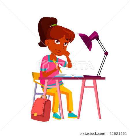 Girl Pupil Teenager Thinking Solve Problem Vector Girl Pupil Teenager Thinking Solve Problem Vector 82621361