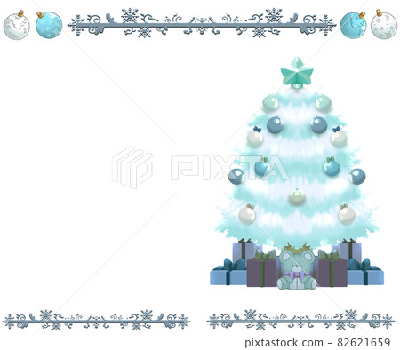 與禮物和框架白色版本的聖誕樹 82621659