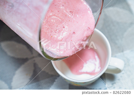 A photo of a delicious strawberry smoothie that comes out for breakfast A photo of a delicious strawberry smoothie that comes out for breakfast 82622080
