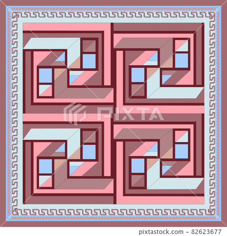 Silk scarf with a geometric pattern. Silk scarf with a geometric pattern. 82623677