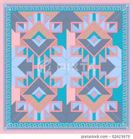 Silk scarf with a geometric pattern. Silk scarf with a geometric pattern. 82623678