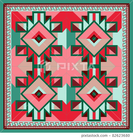 Silk scarf with a geometric pattern. Silk scarf with a geometric pattern. 82623680