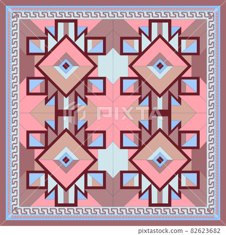 Silk scarf with a geometric pattern. Silk scarf with a geometric pattern. 82623682