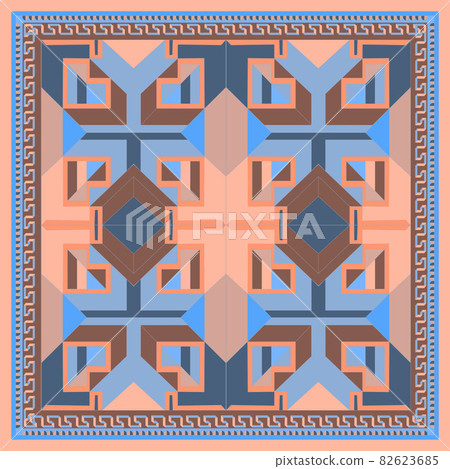 Silk scarf with a geometric pattern. Silk scarf with a geometric pattern. 82623685