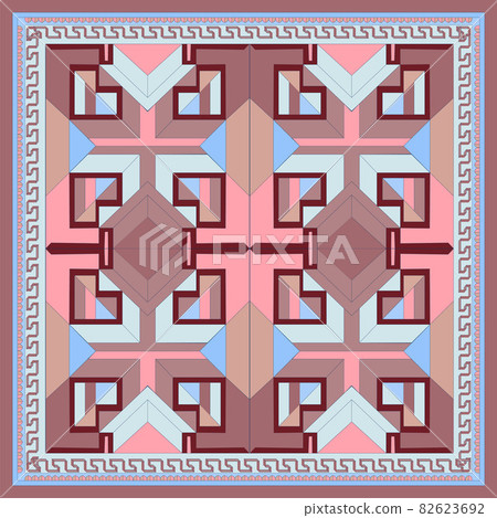 Silk scarf with a geometric pattern. Silk scarf with a geometric pattern. 82623692