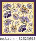 Colorful silk scarf with flowering poppy and peonies. 82623698
