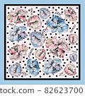 Colorful silk scarf with flowering poppie and peonies. 82623700
