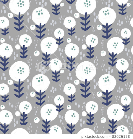 Scandinavian hand-painted flower pattern seamless pattern 82626158