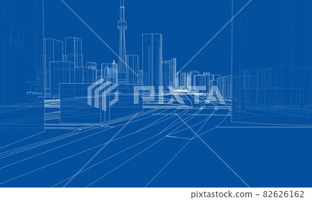 Vector 3d urban landscape. Buildings and roads - Stock Illustration ...