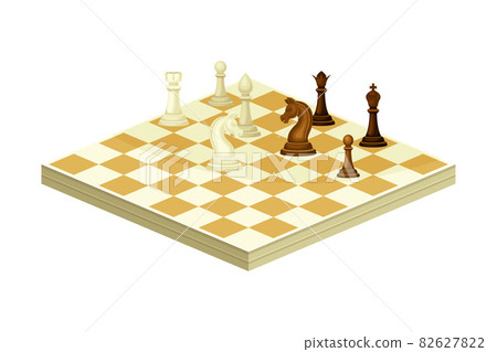 Chess recreational and competitive board game flat vector illustration on white background 82627822