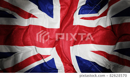 3D illustration of the dark and grungy national flag of the United Kingdom of Great Britain and Northern Ireland as background 82628570