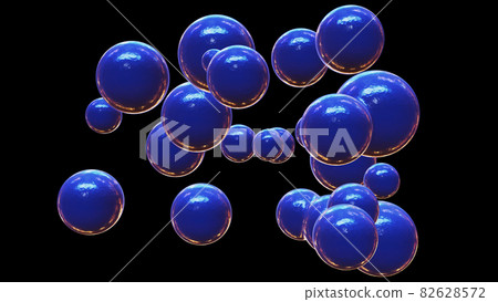 3D illustration of the abstract blue molecules against black background 82628572
