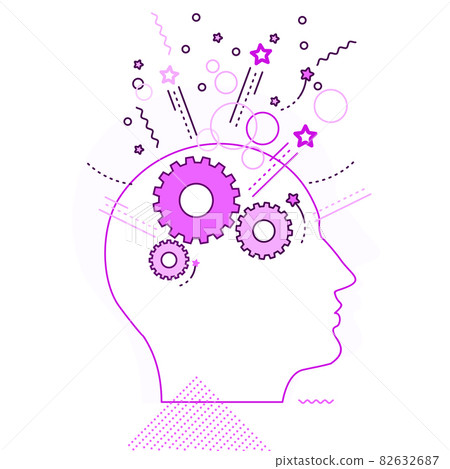Gear in head. Conceptual image of the process of generating ideas. Gear in head. Conceptual image of the process of generating ideas. 82632687