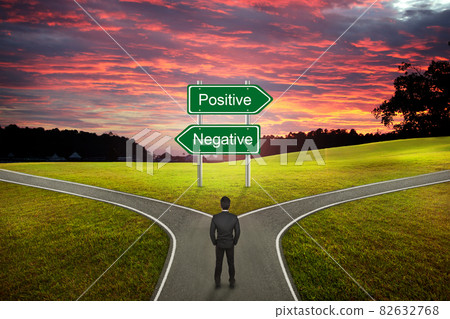 Businessman concept, Businessman standing between Active or Passive sign road to the correct way. 82632768