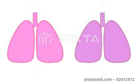 帶有輪廓的簡單肺的插圖。兩個肺,一個健康的肺和一個不健康的肺。 帶有輪廓的簡單肺的插圖。兩個肺,一個健康的肺和一個不健康的肺。 82632972
