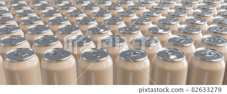 Realistic panoramic 3D illustration of the Latte or Caffe Latte coffee drink cans rendered as background Realistic panoramic 3D illustration of the Latte or Caffe Latte coffee drink cans rendered as background 82633279