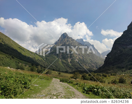 A road in Dombai mountains 82634236