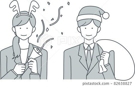 Male office worker and female office worker enjoying Christmas 82638827