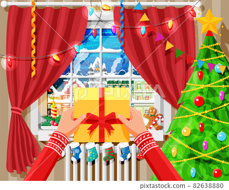 Cozy interior of room with window. 82638880