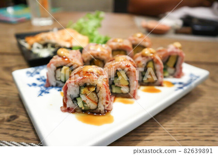 rolls or japanese roll, maki. 82639891