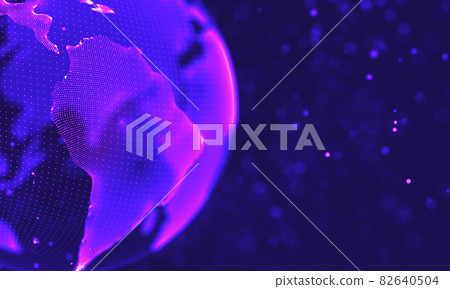 Ultra violet galaxy background. Space background illustration universe with Nebula. 2018 Purple technology background. Artificial intelligence concept 82640504