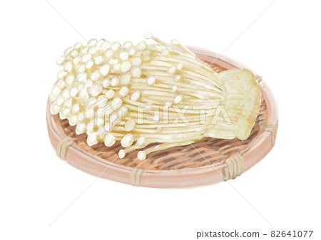 Enokitake mushrooms in a colander Enokitake mushrooms in a colander 82641077