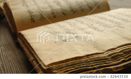 Ancient open book in arabic. Old arabic manuscripts and texts Ancient open book in arabic. Old arabic manuscripts and texts 82643538