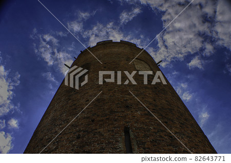Kamenets tower in black and white style with cloudy sky on background 82643771