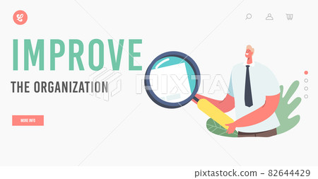 Improve the Organization Landing Page Template. Files and Document Management. Business Character with Magnifying Glass Improve the Organization Landing Page Template. Files and Document Management. Business Character with Magnifying Glass 82644429