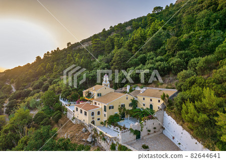 Monastery Mirtiotissas on the Western Island of Corfu coast, Greece. 82644641