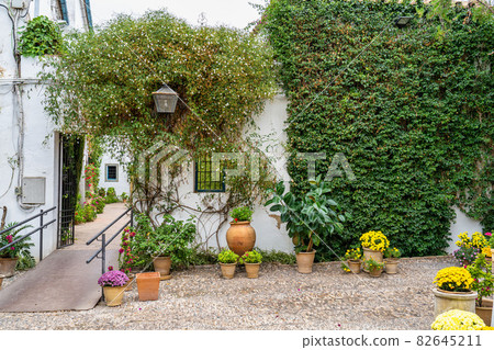 Courtyard garden of Viana Palace in Cordoba, Andalusia, Spain. 82645211