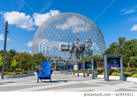 Montreal, Quebec, Canada - August 30 2021 : Montreal Biosphere in summer. Jean-Drapeau park, Saint Helens Island. A museum dedicated to the environment. 82645921