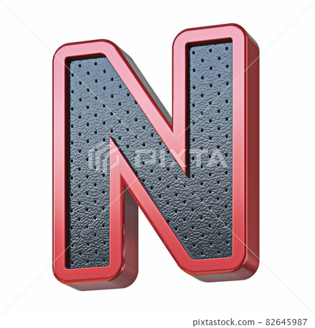 Red shinny metal and black leather font Letter N 3D Red shinny metal and black leather font Letter N 3D 82645987