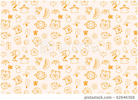 2022虎年幸運符圖案花紋奶油色 82646308
