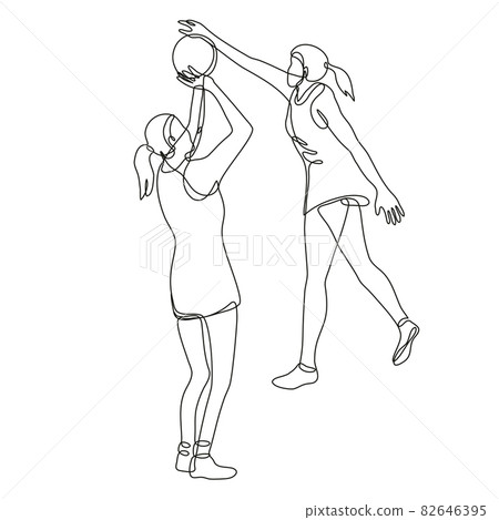 Netball Player Shooting and Blocking the Ball Continuous Line Drawing Netball Player Shooting and Blocking the Ball Continuous Line Drawing 82646395