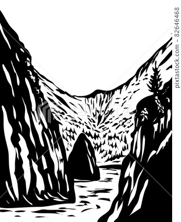 WPA Monochrome Kenai Fjords National Park in Kenai Peninsula Alaska USA Grayscale Black and White 82646468