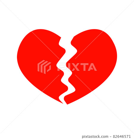 Red broken heart icon isolated on white background. Symbol of heartbreak, divorce, parting, heartache, infarct. Vector flat illustration Red broken heart icon isolated on white background. Symbol of heartbreak, divorce, parting, heartache, infarct. Vector flat illustration 82646571