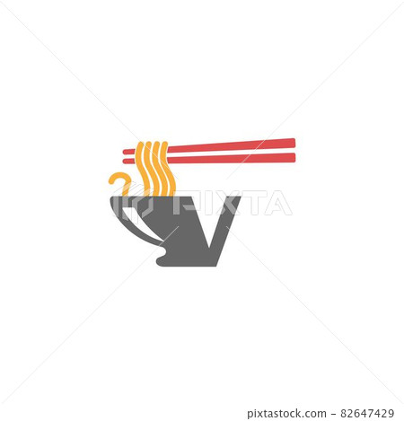 Letter V with noodle icon logo design vector 82647429