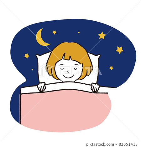 Hand-painted line art color illustrations Children and girls sleeping comfortably Hand-painted line art color illustrations Children and girls sleeping comfortably 82651415
