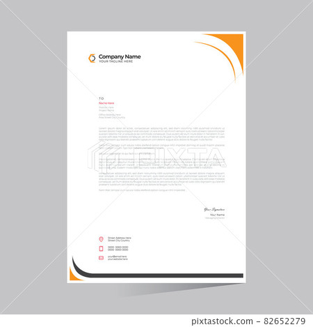 orange colored simple letterhead design for any... - Stock Illustration ...