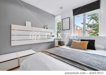 Designed in a minimalistic style bedroom interior Designed in a minimalistic style bedroom interior 82657657