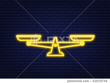 Scales icon. Neon icon. Libra isolated on white background. Vector illustration. 82659744